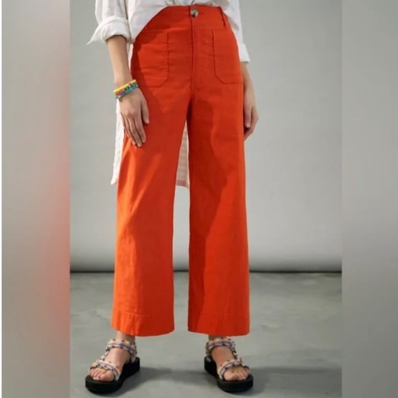 The Colette Linen Blend Crop Wide-Leg Pants by Maeve - Picture 3 of 5